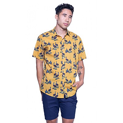 Cassowary Gold Shirt - Ozzie Mens Short Sleeve Shirt