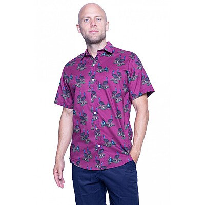 Cassowary Magenta Shirt - Ozzie Mens Short Sleeve Shirt