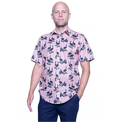 Cassowary Pink Shirt - Ozzie Mens Short Sleeve Shirt