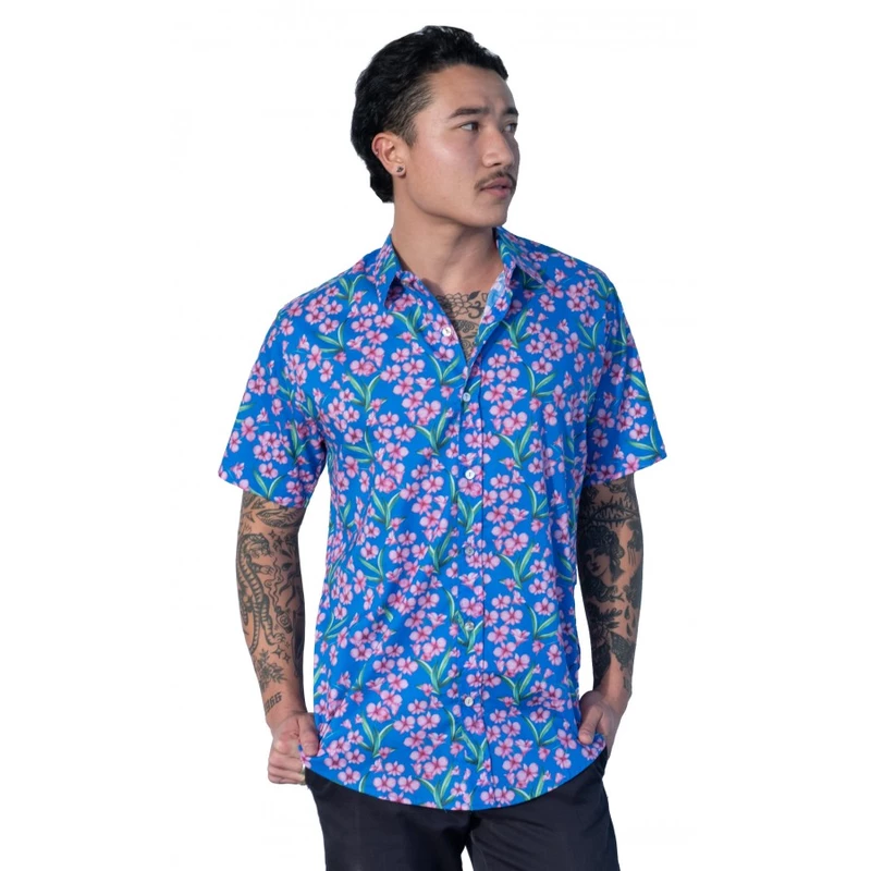 Cooktown Orchid Blue Shirt - Ozzie Mens Short Sleeve Shirt