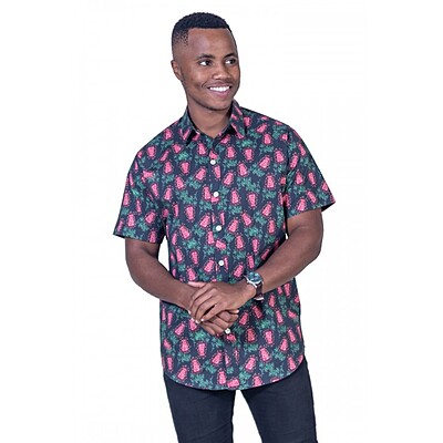 Grevillea Black Shirt - Ozzie Mens Short Sleeve Shirt