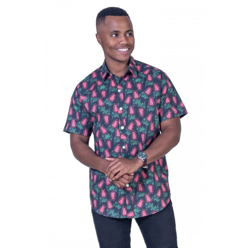 Grevillea Black Shirt - Ozzie Mens Short Sleeve Shirt