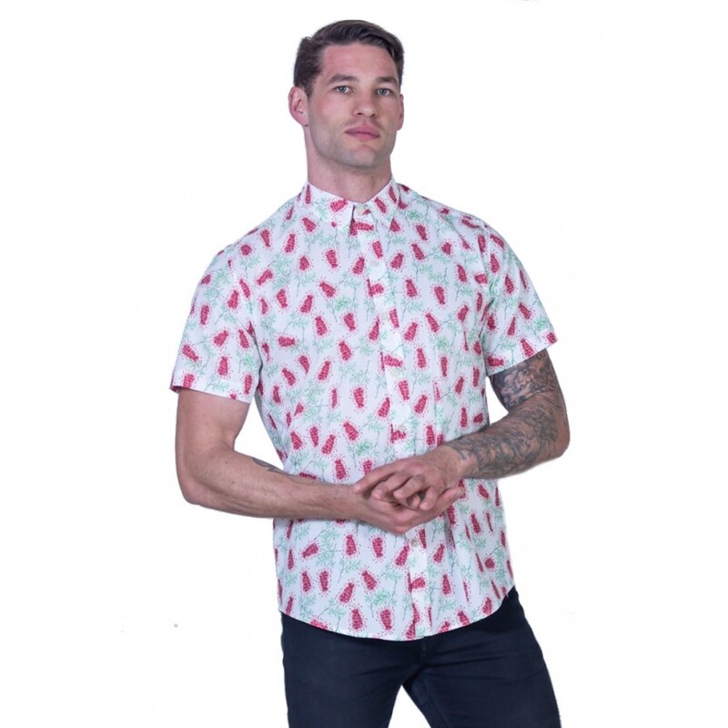 Grevillea White Shirt - Ozzie Mens Short Sleeve Shirt