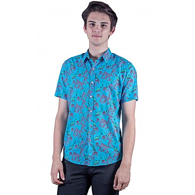 Kangaroo Paw Turquoise Shirt - Ozzie Mens Short Sleeve Shirt