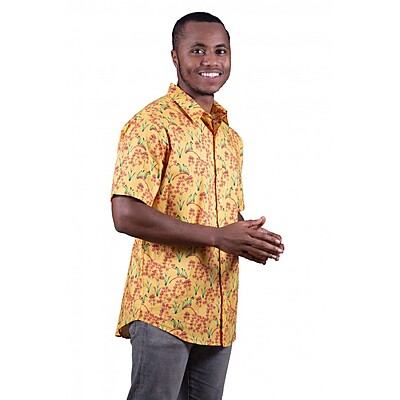 Kangaroo Paw Yellow Shirt - Ozzie Mens Short Sleeve Shirt