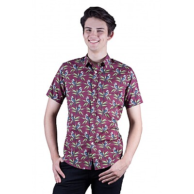 Kookaburra Mulberry Shirt - Ozzie Mens Short Sleeve Shirt