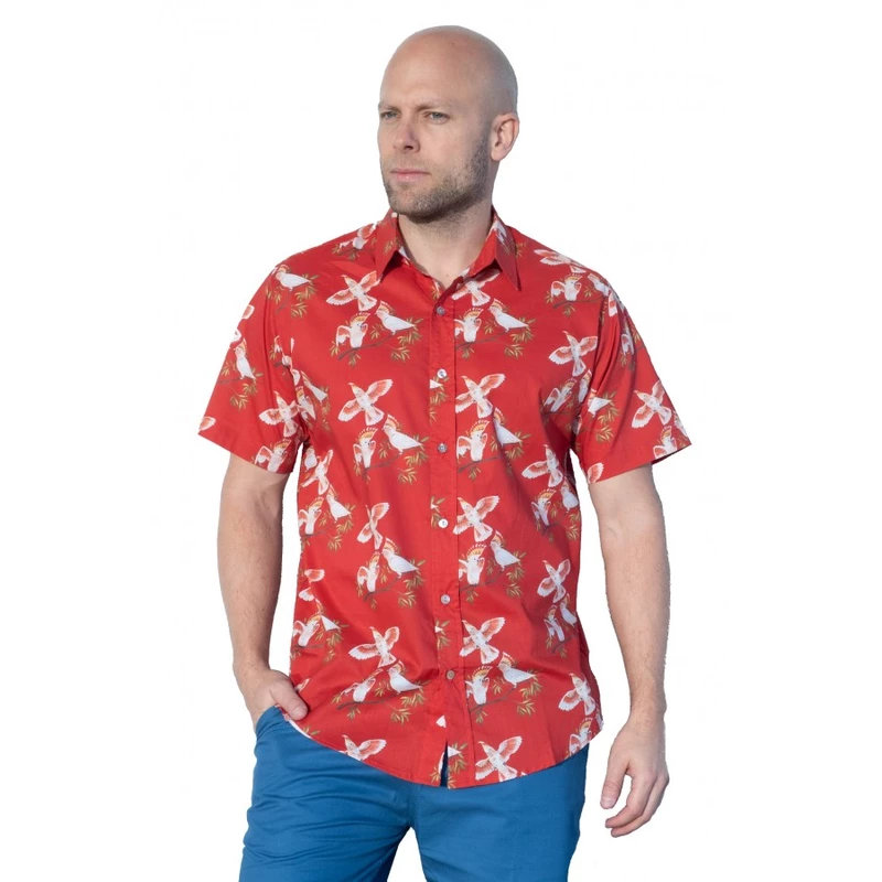 Major Mitchells Cockatoo Red Shirt - Ozzie Mens Short Sleeve Shirt