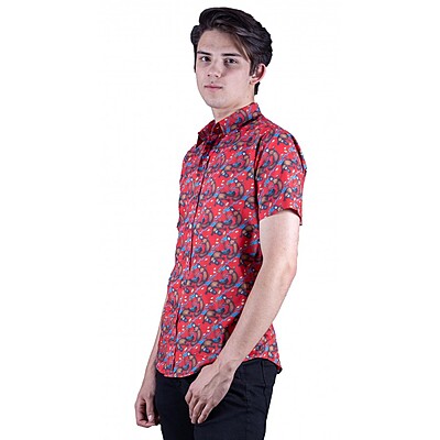 Platypus Red Shirt - Ozzie Mens Short Sleeve Shirt