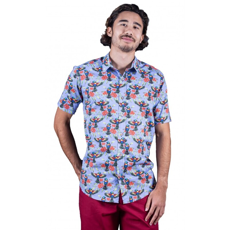 Rainbow Lorikeet lavender Shirt - Ozzie Mens Short Sleeve Shirt