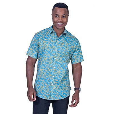 Wattle Turquoise Shirt - Ozzie Mens Short Sleeve Shirt