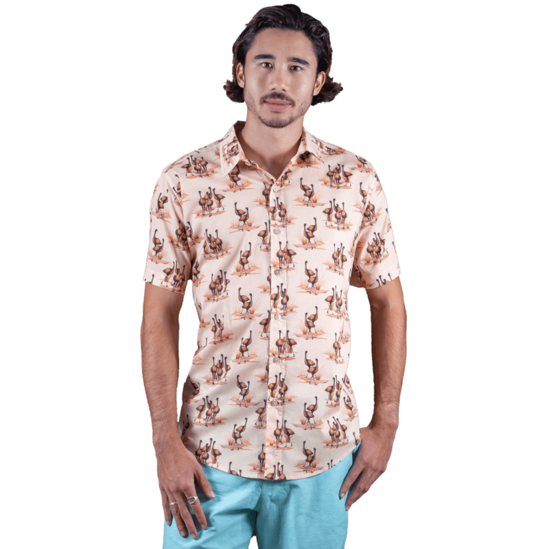 Emu Dusty Pink Shirt - Ozzie Mens Short Sleeve Shirt