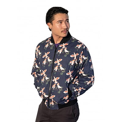 Major Mitchells Cockatoo Midnight Blue Jacket - Australian Bird Print Fabric - Cotton Bomber Jacket