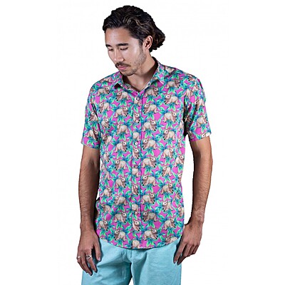 Wombat Pink Shirt- Ozzie Mens Short Sleeve Shirt